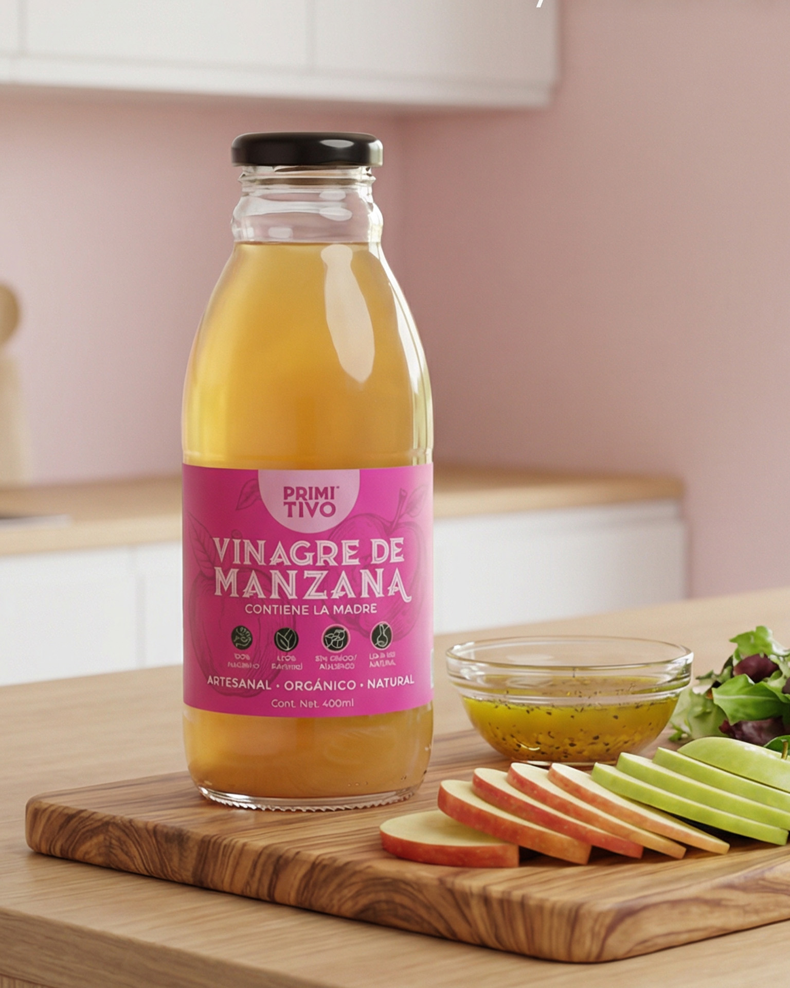 Vinagre de Manzana artesanal Primitivo Cook — con madre viva, sin filtrar